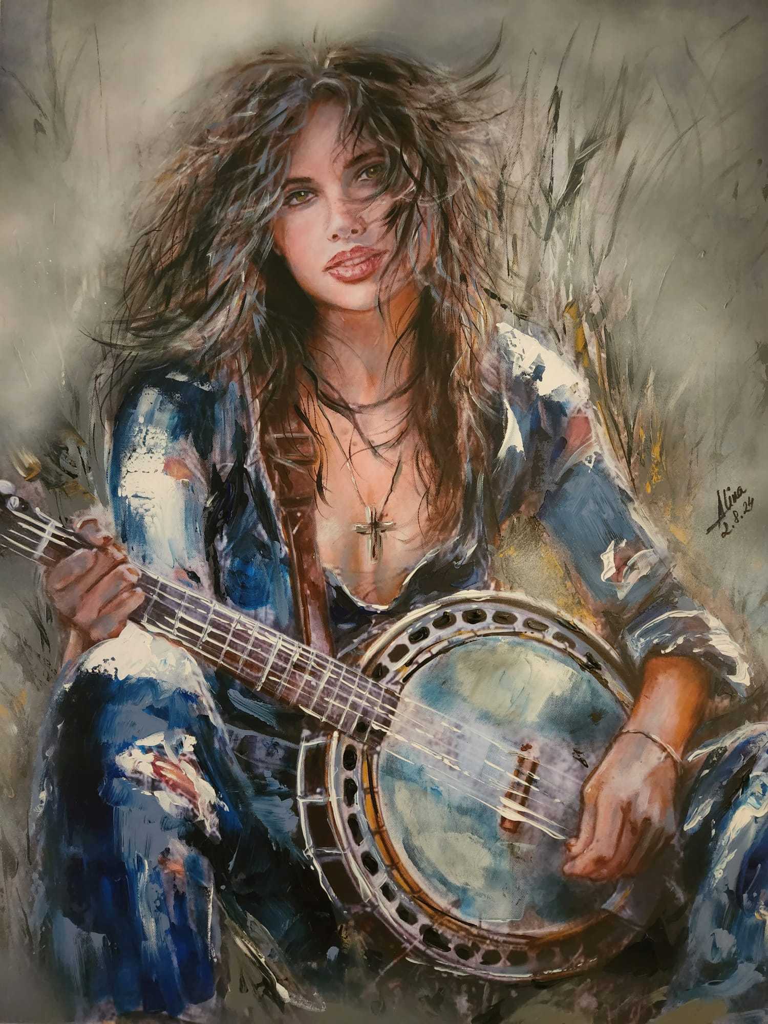 ArteDiAlina.com painting: Music and Blue Jeans